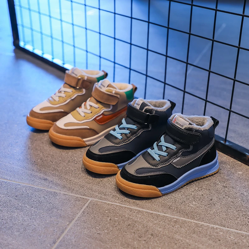 

Winter Children Leather Sneaker Kids Hip Pop Trainers Shoes Boy Girls Lace-up Casual Shoes Autumn Kids Skate Shoes 4-12y Tennis