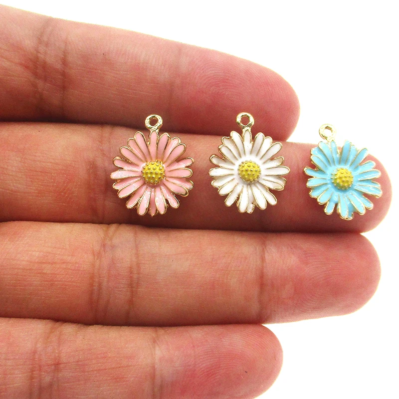 10pcs/lot chrysanthemum flower charm enamel charms for jewelry making and crafting fashion bracelet pendant XL665 - купить по