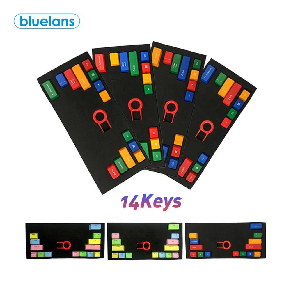 14 шт./компл. PBT прозрачный ABS Цвет Соответствующие механической клавиатуры ключ