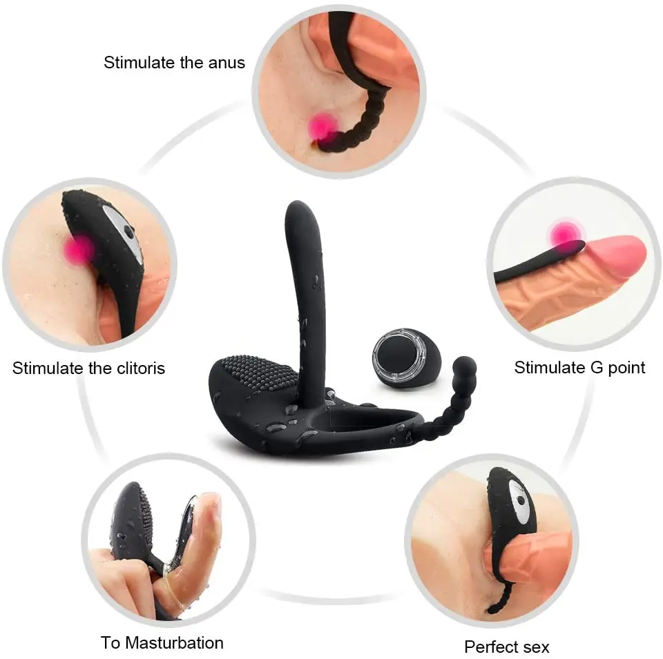 7-скоростное Виброкольцо для Пениса с двойной фиксацией, портативный и перезаряжаемый массажер для стимуляции, инструменты для секс-игрушек для мужчин.