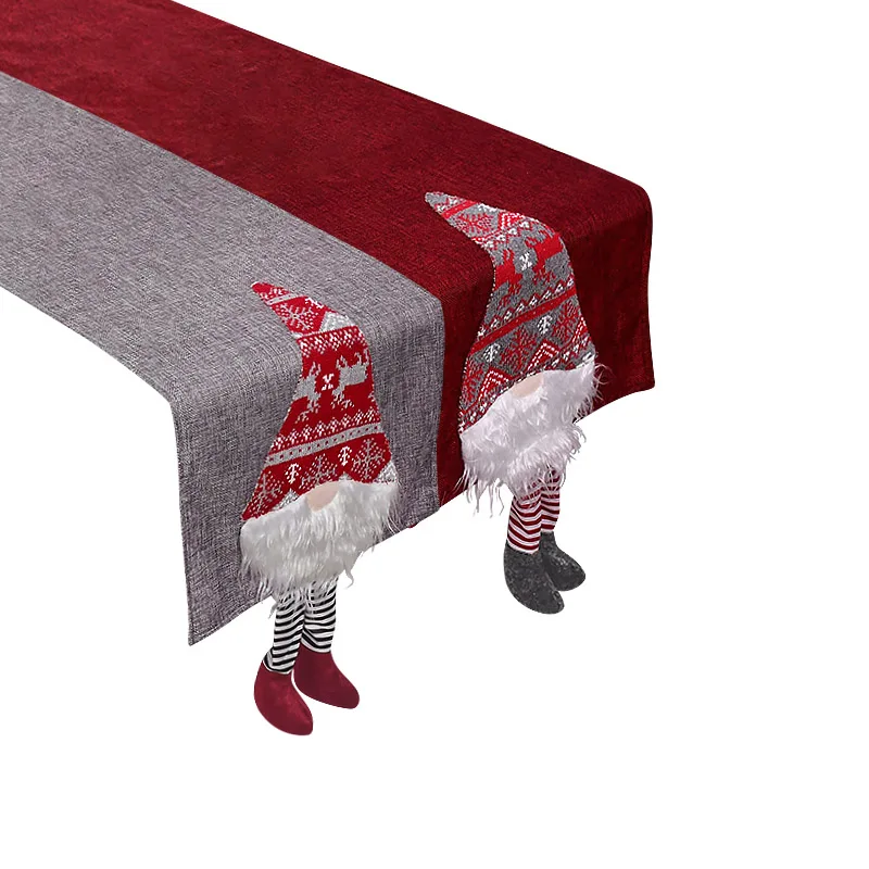 

Santa Claus Table Runner Cotton Linen Christmas Table Cover New Year Dinner Table Flag Xmas Home Ornaments Christmas Tablecloth