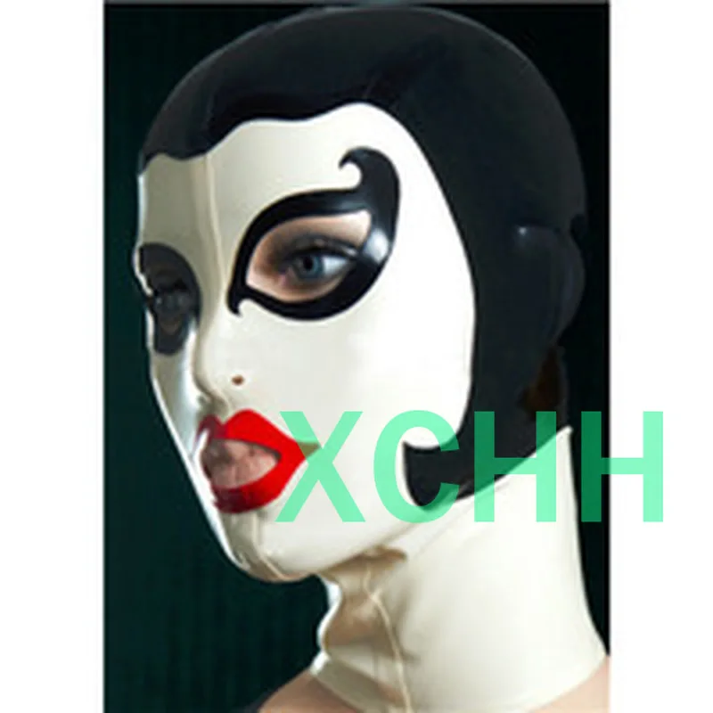 Capucha de látex personalizada para mujer, máscara de heroína, fetiche, hecha a mano, Natural, Zentai, sombrero de ojos abiertos