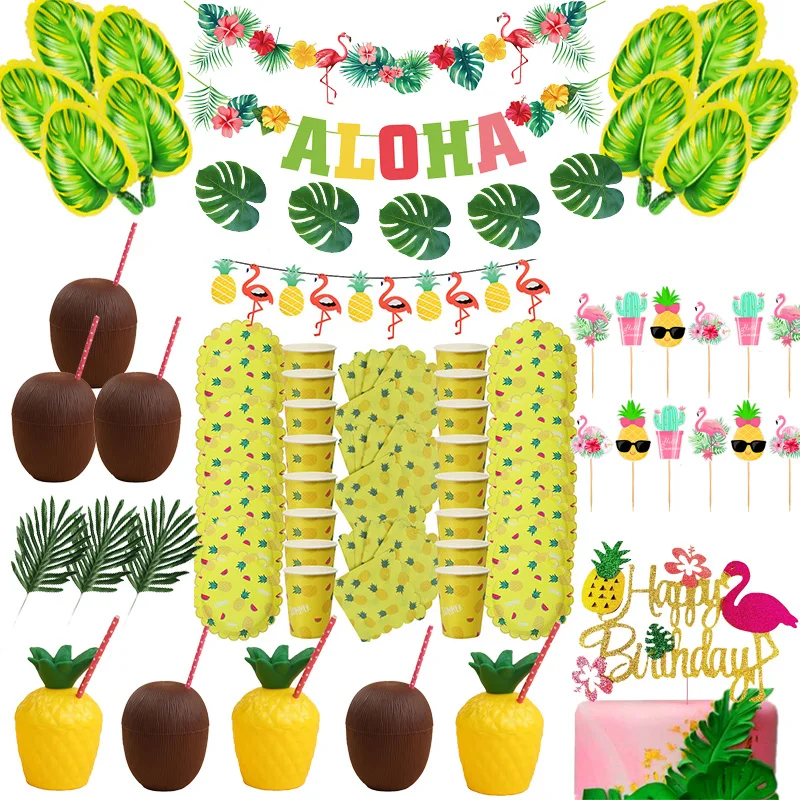 Флажки с пальмовыми листьями Гавайские украшения для вечевечерние