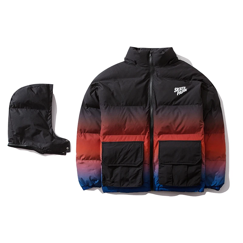 Градиентная куртка для командора мужская со съемным капюшоном в стиле хип хоп