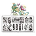 Трафарет для стемпинга ногтей из нержавеющей стали, с кружевами, цветами, бабочками, листьями