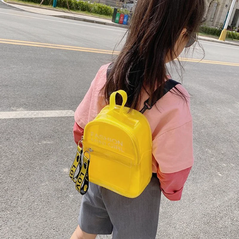 Mini Cute Children Candy Color Transparent Jelly Bags In Kindergarten Girls Backpack Boys Schoolbag Waterproof Backpack Fashion korean style children bags new backpack fashion retro mini primary school backpack boys girls schoolbag in kindergarten