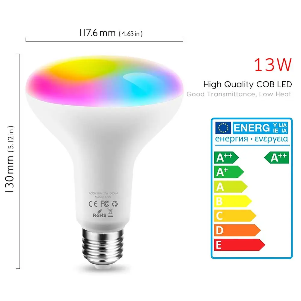 YOSYN E27 Smart Светодиодный лампочки Wi-Fi 13 Вт RGB Красочная Светодиодная лампа с регулировкой многоцветный Wake-Up светодиодный свет смарт-лампа Alexa Google Home