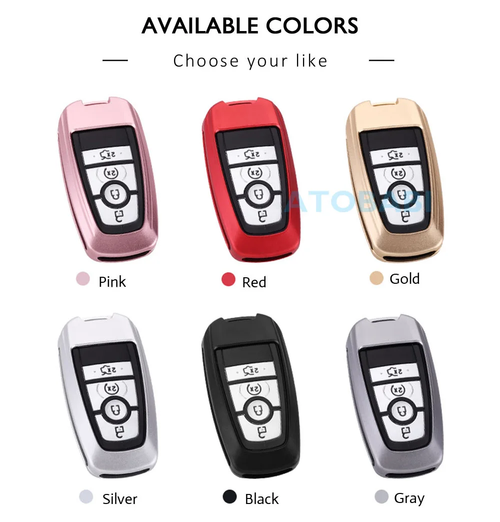 Aluminum Alloy Car Key Case For Ford Mendeo Fusion Edge Expedition F-150 F-250 F-350 Smart Keyless Remote Fob Cover Keychain Bag