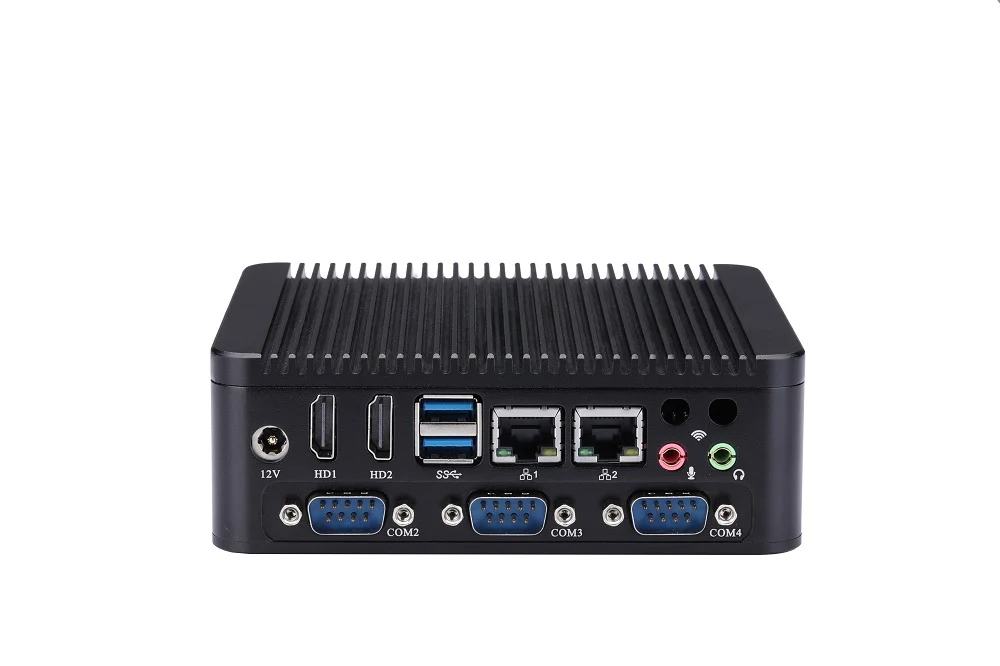 QOTOM IPC микро ПК без вентилятора Q575P Celeron AES-NI 4 COM GPIO WI-FI для дома/офиса/банка