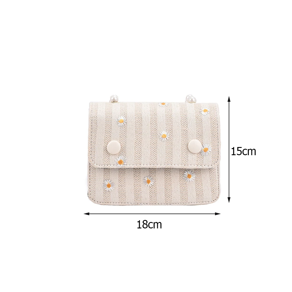 

Women Flap Crossbody Bag Daisy Flowers Woven Mini Vintage Ladies Pearl Handbags Fashion Cell Phone Crossbody Bag