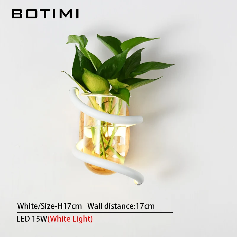 White-White Light BOTIMI Современный домашний декор светодиодный настенный светильник для гостиной в скандинавском стиле настенный прикроватный светильник без каких-либо растений - Цвет абажура: White-White Light