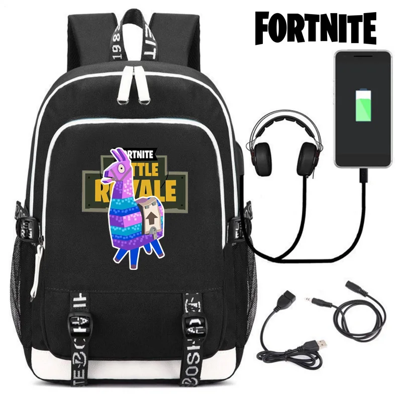 

New Fortnite game surrounding canvas shoulder student office backpack outdoor usb interface school bag kids school supplies gift