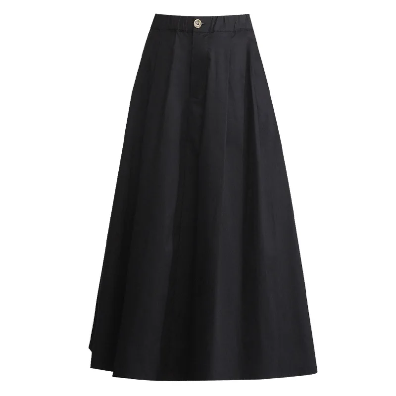 

Solid Color A-line Midi Skirts Women High Waist Casual Dress Mid-length Summer 2021 New Large Swing Long Skirts BSQ411