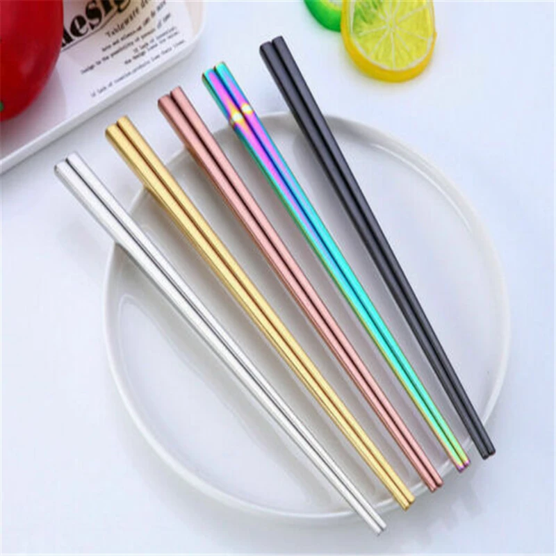 

Set Colorful Korean Food Chopsticks Steel Rainbow Stainless Chopstick China