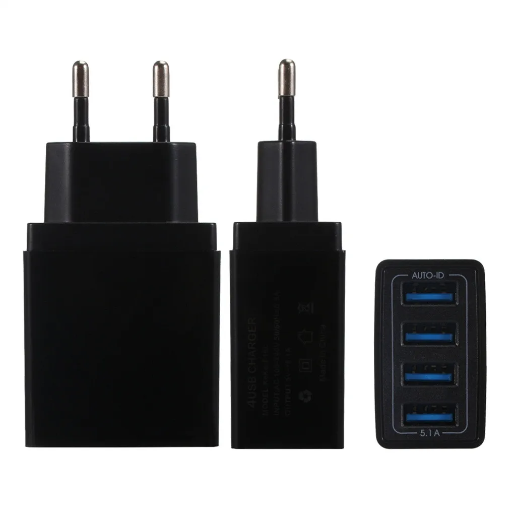 Зарядное устройство с 4 USB-портами 3 в 1 тройная вилка европейского стандарта А