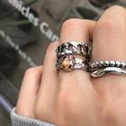 Винтажное кольцо-цепочка для женщин, аксессуары на фаланхе, эстетичное дизайнерское ювелирное изделие с кристаллами, полый геометрический подарок ручной работы на свадьбу