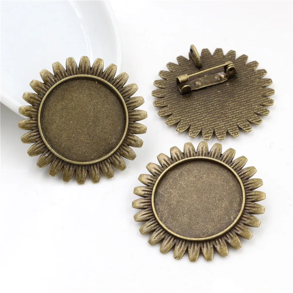 Новая мода 5 шт 25 мм Внутренний размер Античная Посеребренная бронзовая брошь