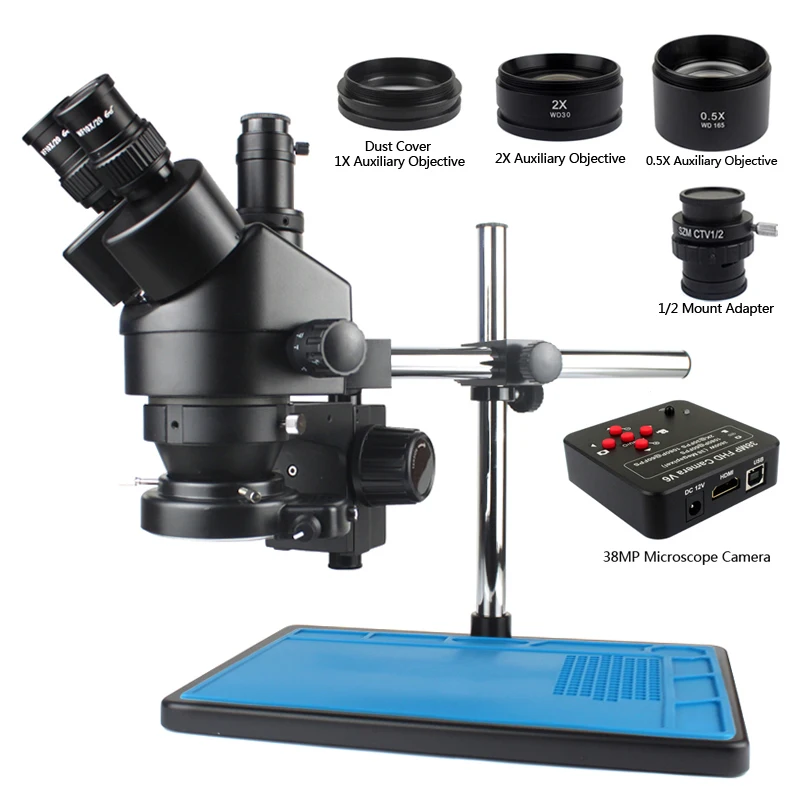 

38MP 1080P HDMI USB Video Camera 3.5X-90X Simul-Focal Stereo Microscope Trinocular Microscope Set For PCB Phone Soldering Repair