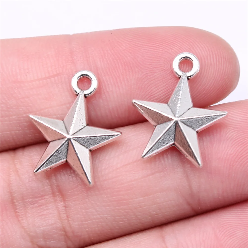 

10 шт. 19x15 мм античный серебряный шарм в виде пятиконечной звезды для изготовления ювелирных изделий B16229