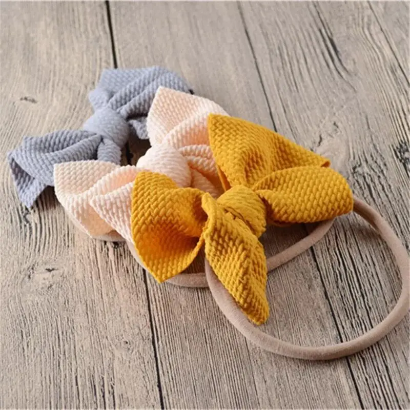 

Waffle Hair Bow Elastic Nylon Headbands Girls Soft Nylon Headband For Kids Cute Elastic Hair Band Hair Accessories For Girls