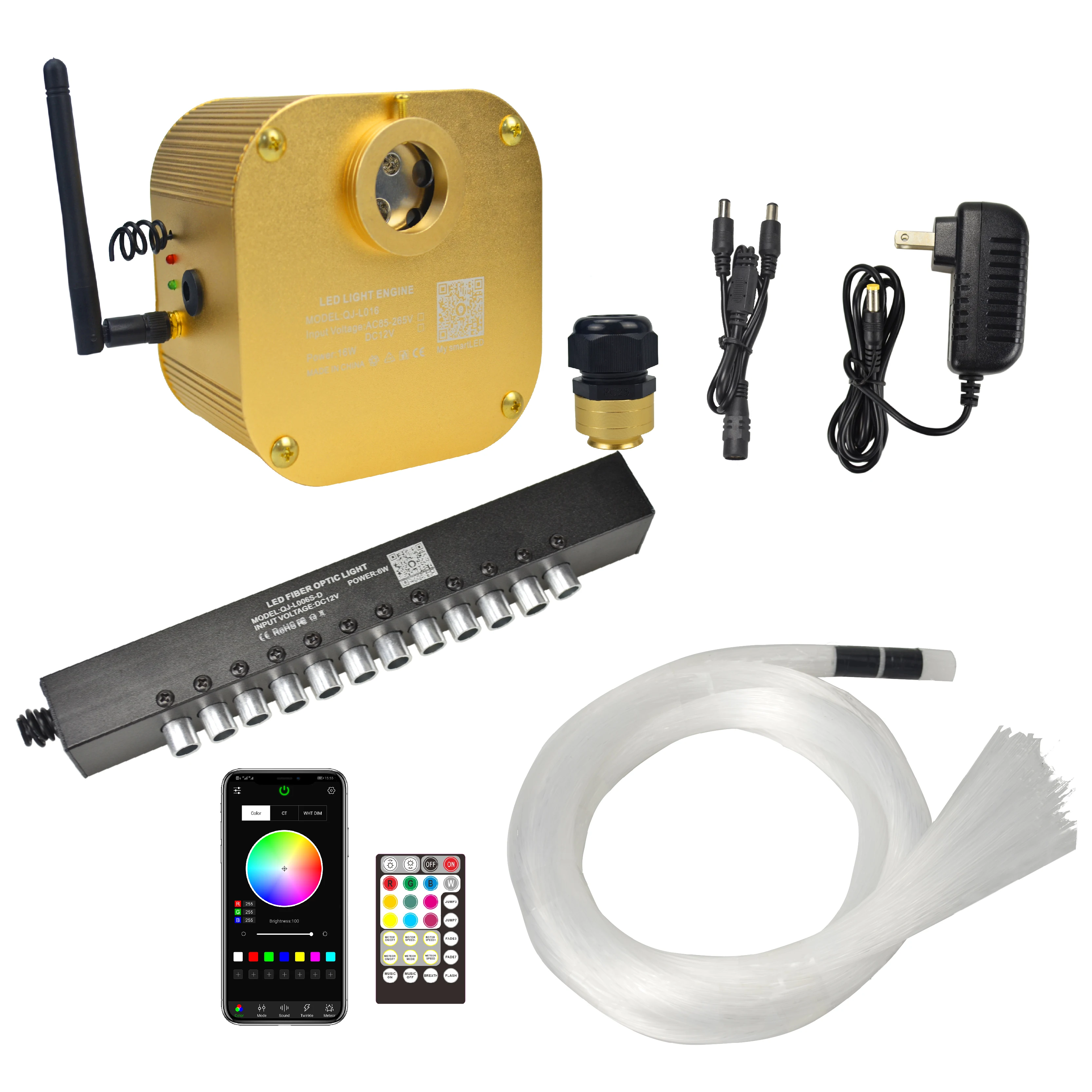 Fiber Optic Light Meteor TWINKLE Effect RGBW  APP RF Control car star ceiling roof kit LED Light Engine and Meteor light