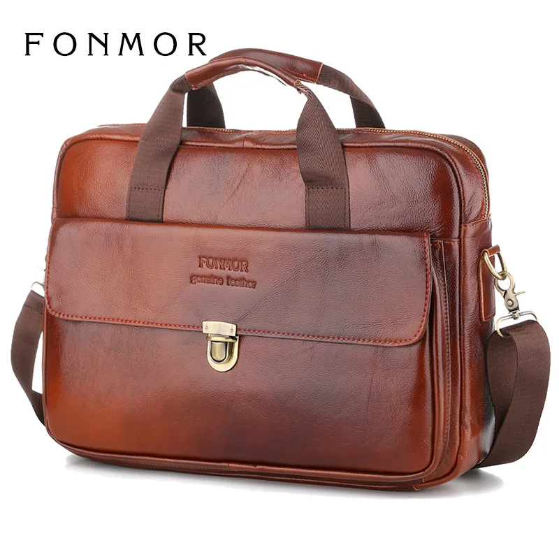 Портфель мужской из натуральной кожи сумка на плечо для ноутбука мессенджер