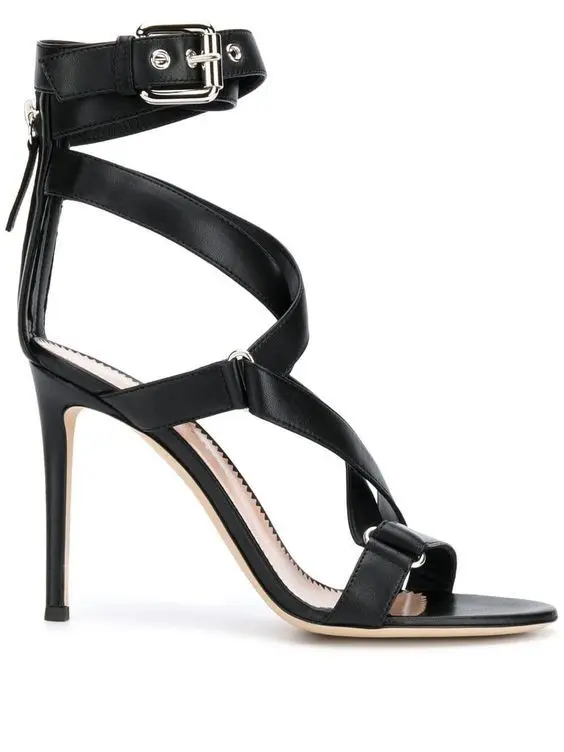 

2020 spring Sexy Leopard metal buckle strap fashion high heel sandals