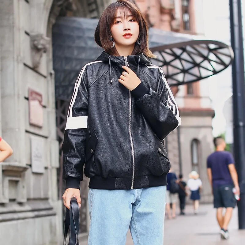 

2020 Woman Coats Natural 100% Jackets Hooded Female Windbreaker Sheepskin Leather Overcoat