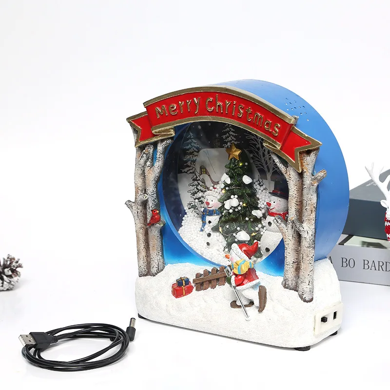 

Spot resin ornaments gift hut decorated Christmas tree factory outlet with lights and music automatically snowing