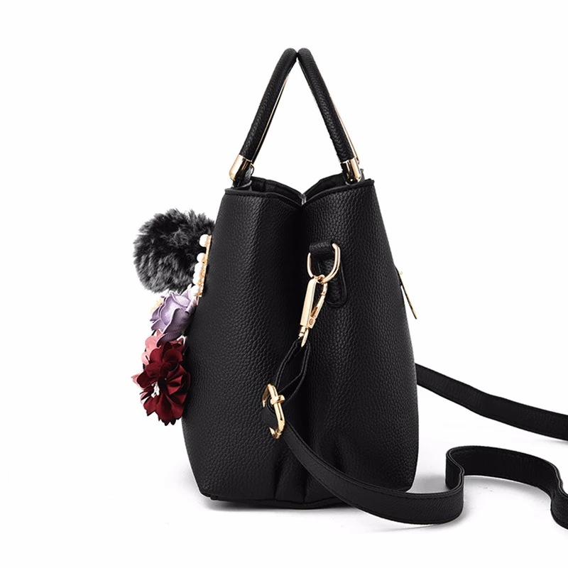 Кожаная сумка для девочек на плечо сумка-тоут с цветочным рисунком заклепками