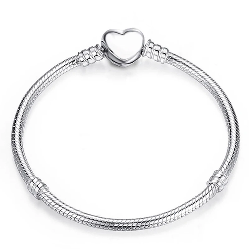 

New Classic Authentic Silver Color Snake Chain Base Bracelet Fit Original European Charm Love Bracelets Women DIY Jewelry Gifts