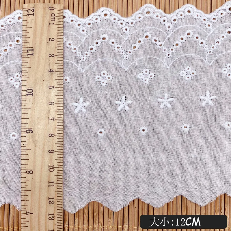 3Yards Women's Cothing DIY Lace Trim 14cm Width White 100% Cotton Embroidered Fabrics | Аксессуары для одежды
