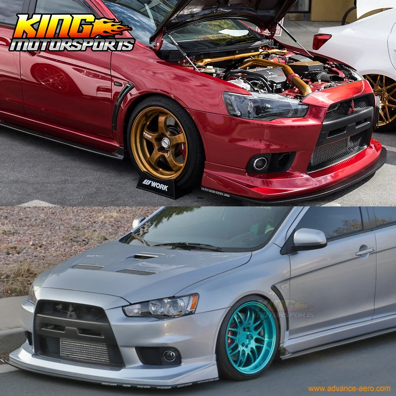 Подходит для 08 15 Mitsubishi Lancer Evolution EvoX Evo10 X V Style переднего бампера губ +