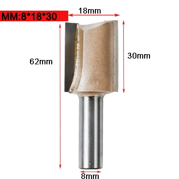 8mm X 18mm Концевая фреза 8 мм хвостовик прямой/Dado Деревообрабатывающие инструменты для создания выпуклой филенки плотник фреза 6/8/10/12/14/18/20 мм Диаметр Режущий инструмент для дерева - Длина режущей кромки: 8mm X 18mm