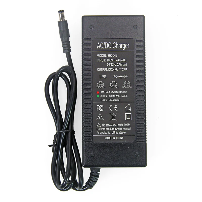 liitokala 48v54 6v charger for 48v battery pack 2a2000ma charging current dc 5 52 1 plug free global shipping