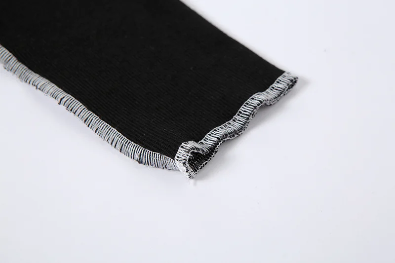 

Summer Long sleeve Patchwork Goth women T shirt Hollow knitting Tees Slim Fashion Streetwear Women Tops woman gothic clothes