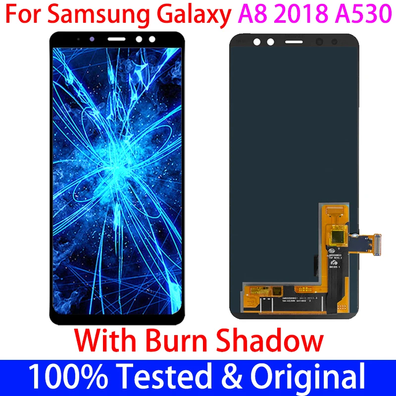 

100% ORIGINAL AMOLED 5.6'' Display LCD With burn shadow for SAMSUNG Galaxy A8 2018 LCD A530 LCD Touch Digitizer Assembly