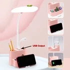 Настольная лампа с аккумулятором, милый современный светильник для учебы, гибкий светильник для студентов, для чтения, сенсорный Настольный светильник, держатель для ручек, Прямая поставка