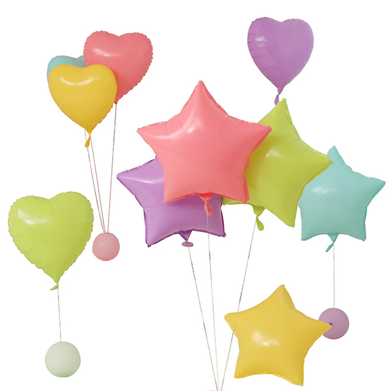

5pcs 18 Inch Macaroon Color Five-pointed star Heart foil balloons Baby Shower Birthday Party Decoration Supplies for Children