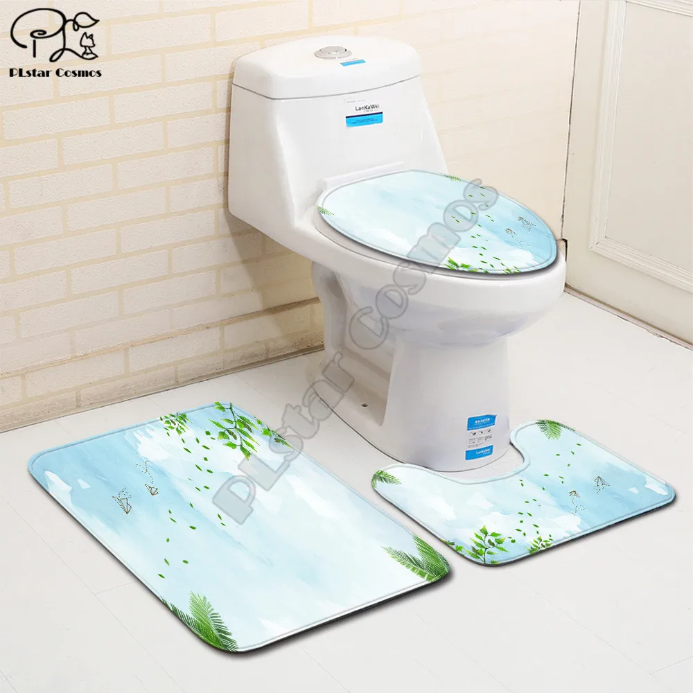Cactus pattern funny 3D printed Bathroom Pedestal Rug Lid Toilet Cover Bath Mat Set drop shipping style-3 | Дом и сад