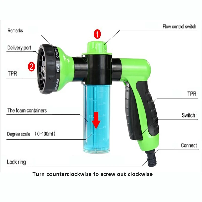

Car Washing Water Gun High Pressure Water Spray Gun Washing Nozzle Garden Hose Pipe Lawn Car Washing Water Gun & Snow Foam Lance
