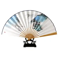 Folding Gift Fan Bamboo Hand Fan Chinese Style Men Ventilator 30cm Painting Rice Paper Classical Gift Collection Fan Portable