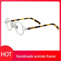 transparent handmade acetate glasses women men eyeglasses fashion myopia spectacle frames for computer polygon eyewear