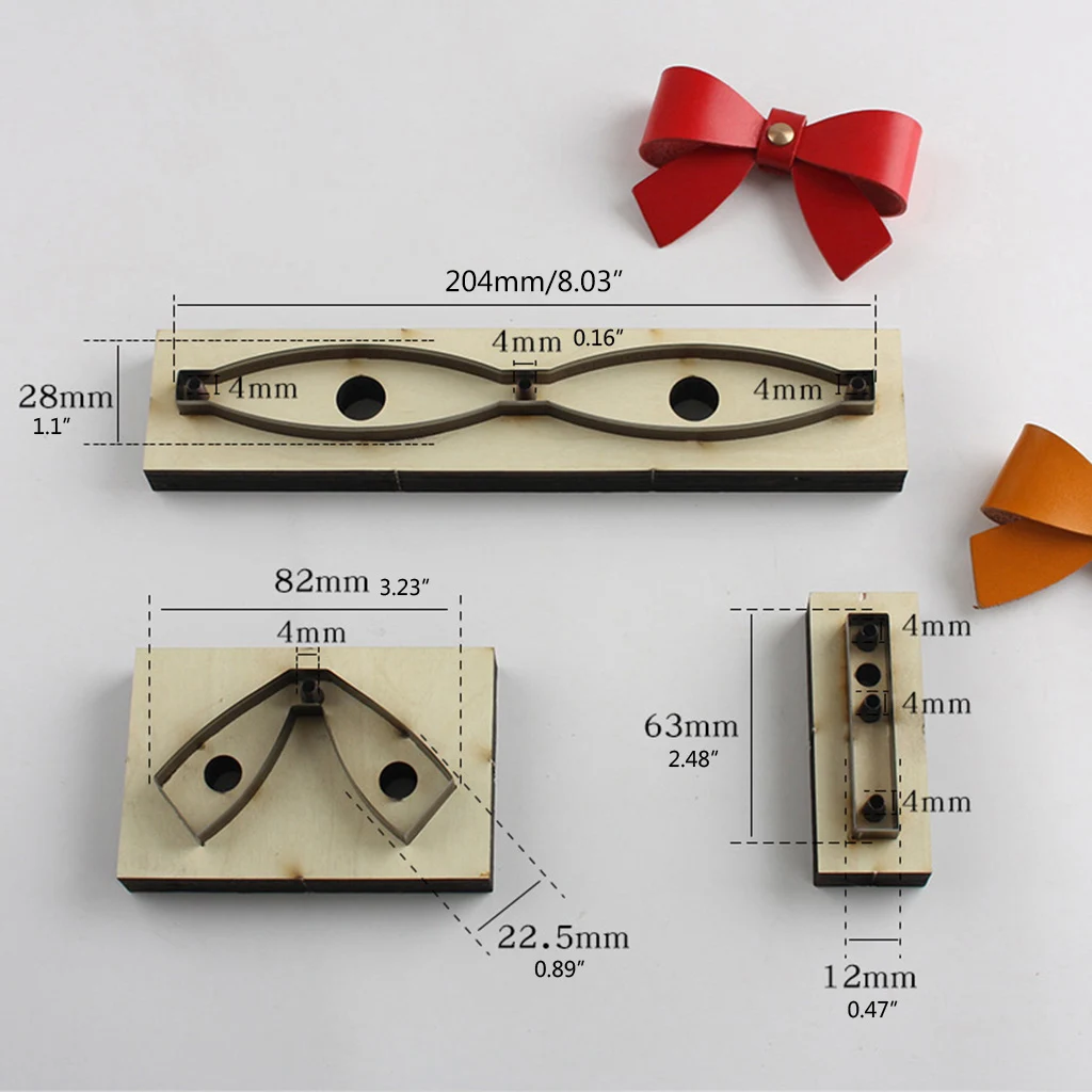 

3Pcs DIY Bowtie Scrapbook Embossing Wooden Die Cutting Leather Mold Bow Shape Cutting Mold Bowknot Leather Crafts Making