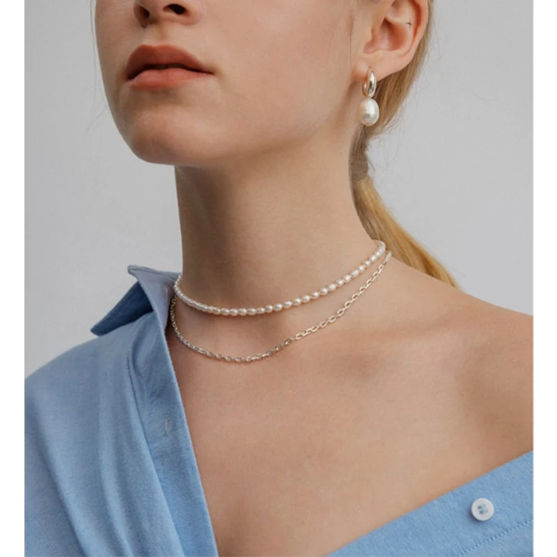 

INS US 14K gold-clad natural small pearls and strong light clavicle chain retro elegant light luxury with necklace temperament