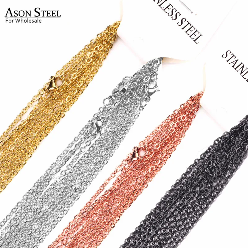 ASONSTEEL 10 шт./лот 2 мм/1 мм золото/серебро Цвет кубинское звено о цепочка Ожерелье для