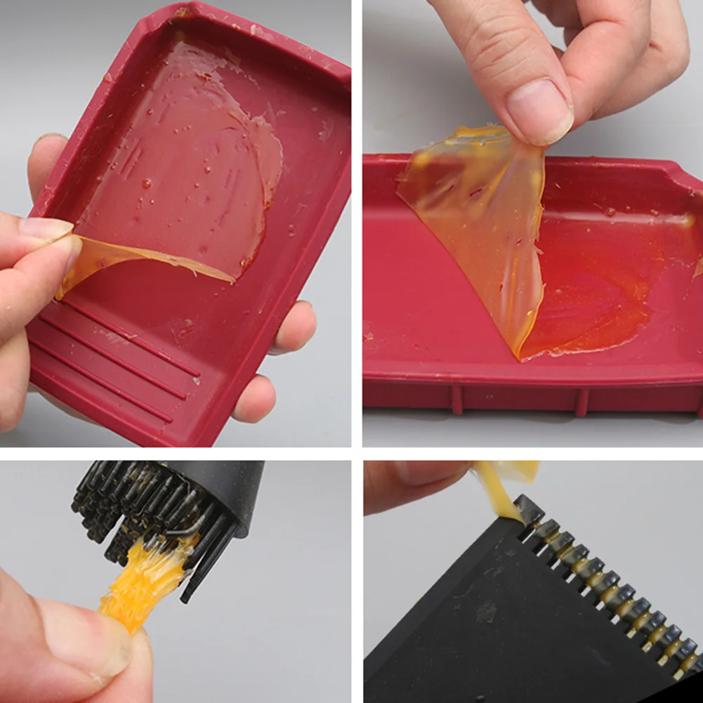 

4pcs/set Portable Factory Workshop Hand Tool Flat Scraper Easy Clean Tray Wide Narrow Brush Woodworking Gluing Kit Soft Silicone