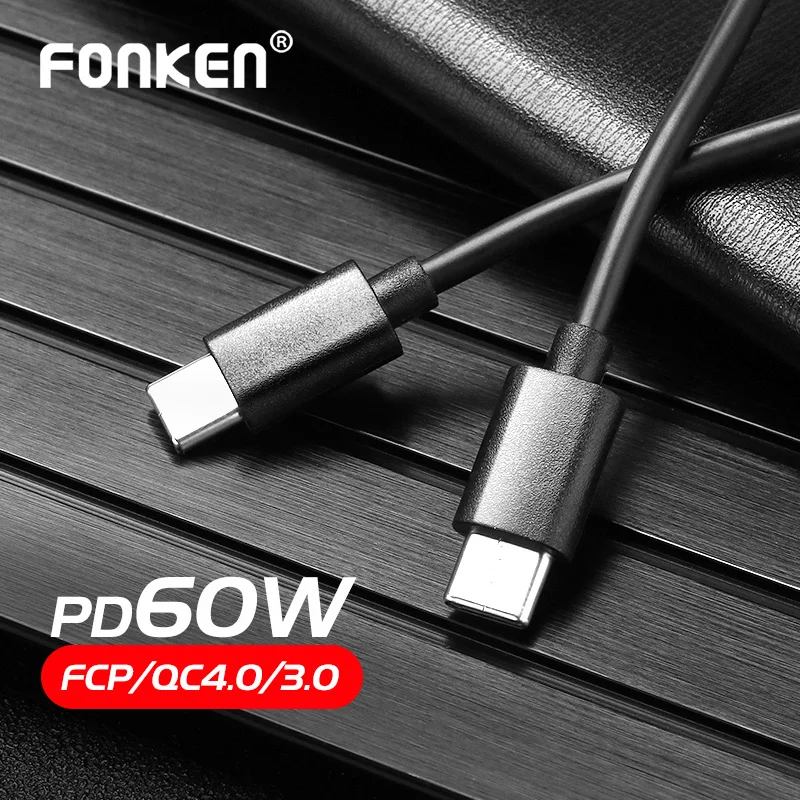 Зарядный кабель FONKEN USB Type C к PD 60 Вт 3 А для Xiaomi Redmi Note 8 Pro QC3.0 0 5 м 2 м|Кабели мобильных