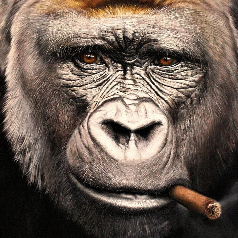

Modern Animal Canvas Painting Wall Art Posters And Prints Funny Monkey Smoking Picture for Kids Room Cuadros Home Decor