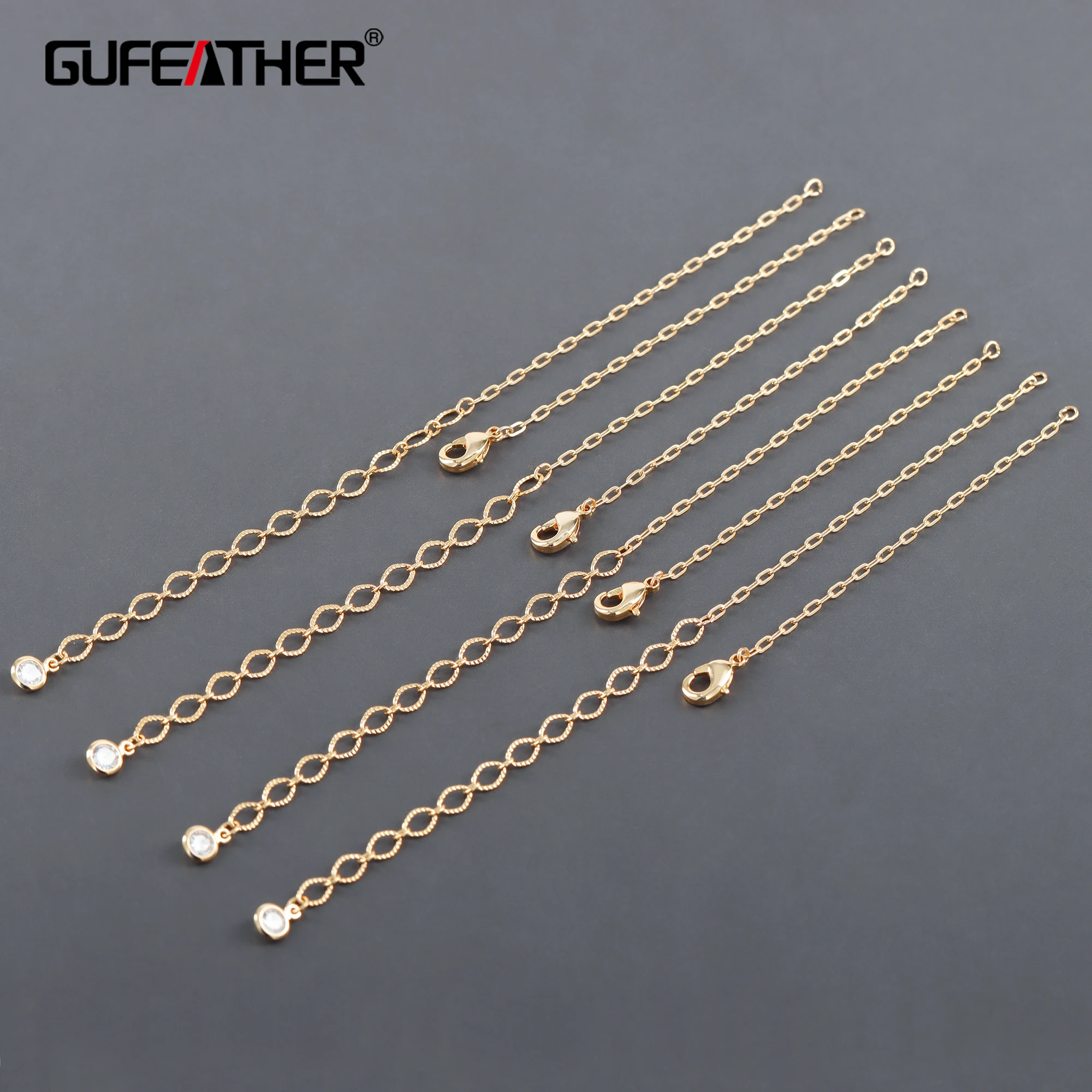 

GUFEATHER M1138,jewelry accessories,diy bracelet,extend chain,pass REACH,nickel free,18k gold plated,copper,diy jewelry,2pcs/lot